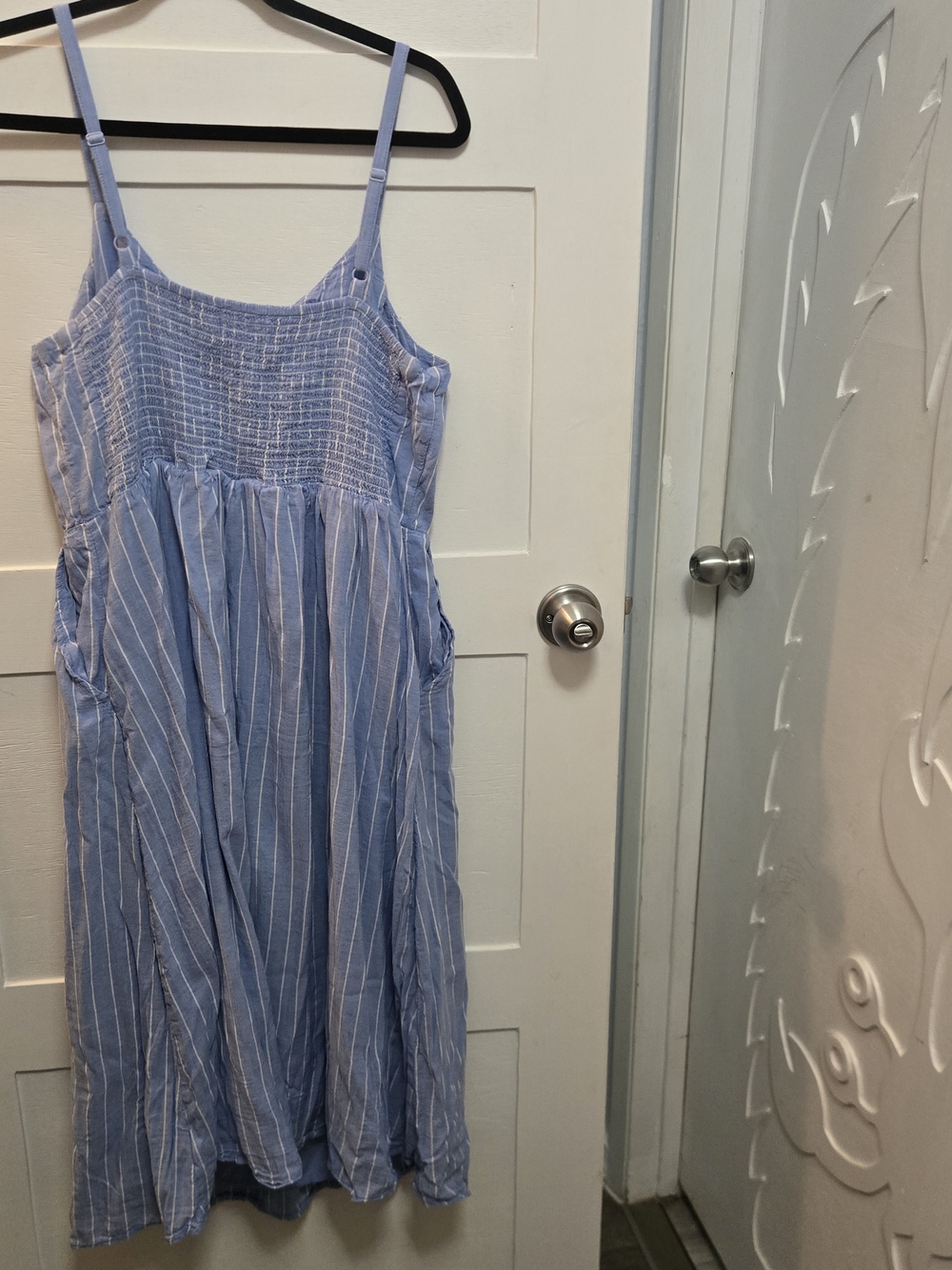 Old Navy Light Blue and White Striped Midi Sundress - Picture 6 of 9